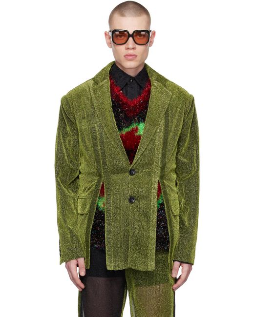 TOKYO JAMES Green Sparkly Blazer for men