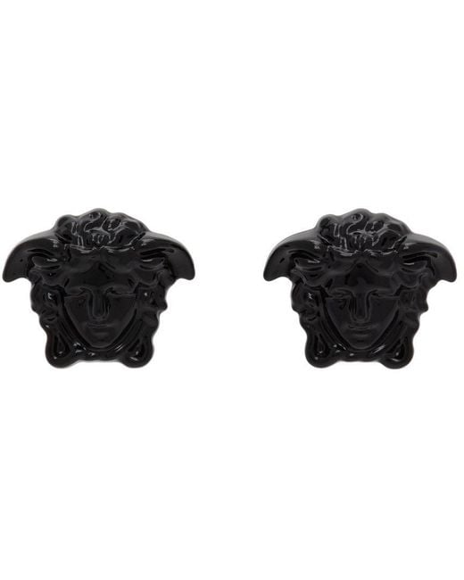Versace Black 'la Medusa' Stud Earrings for men