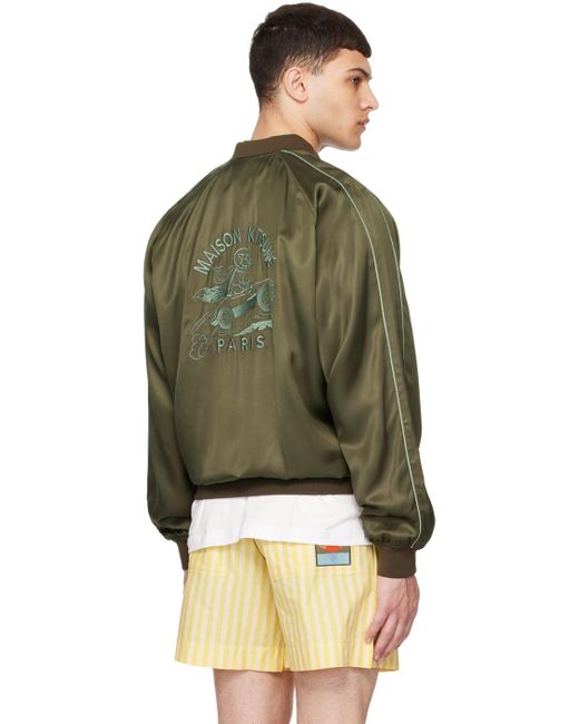 Maison Kitsuné Green Teddy Bomber Jacket for men