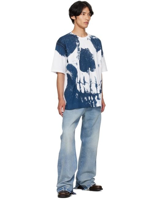 Alexander McQueen Blue Exploded Skull T-Shirt for men