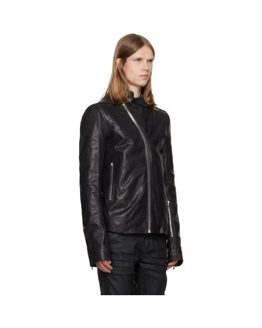 Rick Owens Black Tower Release Leather Jacket for men
