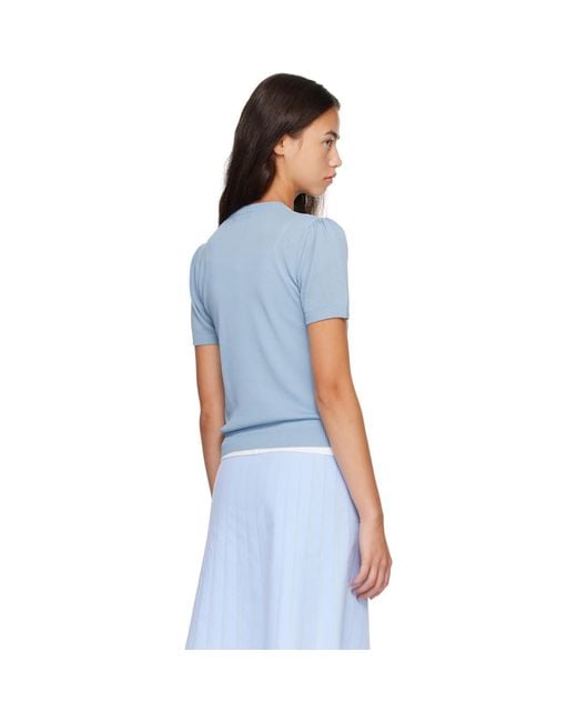 Ganni Blue Argyle Sweater