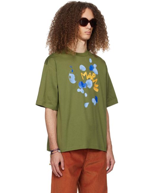 Marni Green Dripping Flower T-shirt for men