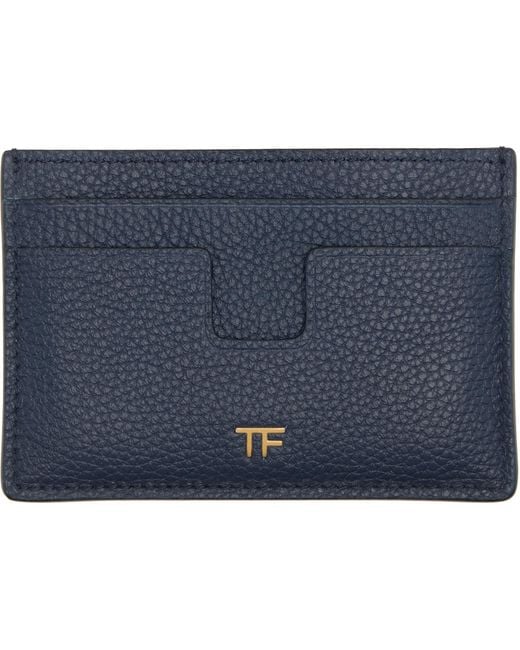 Tom Ford Blue Grain Leather Card Holder