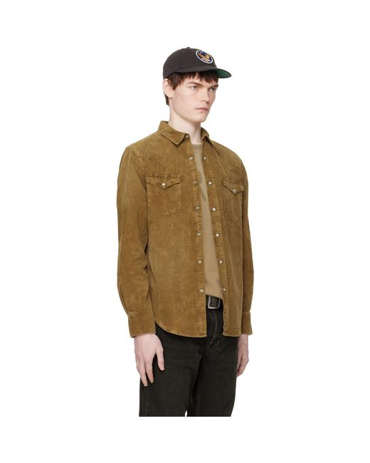 RRL Multicolor Tan Slim Fit Corduroy Western Shirt for men