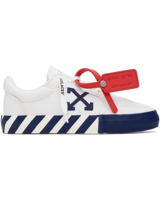 Off White c o Virgil Abloh White Navy Vulcanized Sneakers in