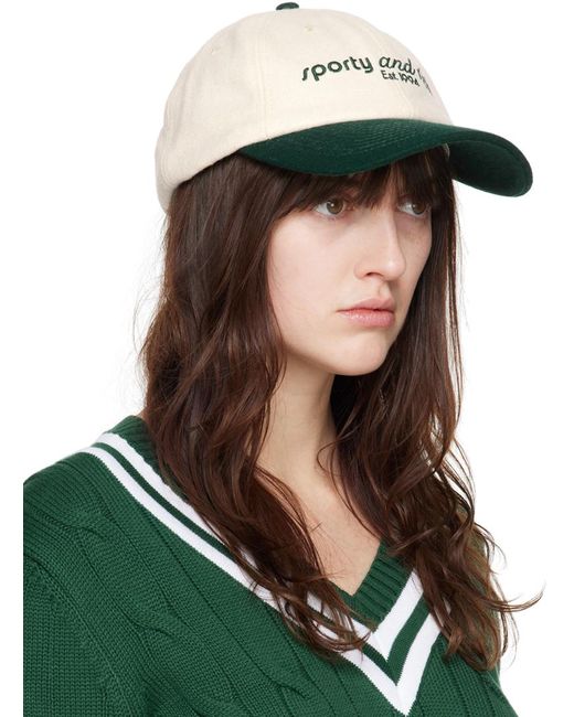 Sporty & Rich Off-white & Green Tank Flannel Cap