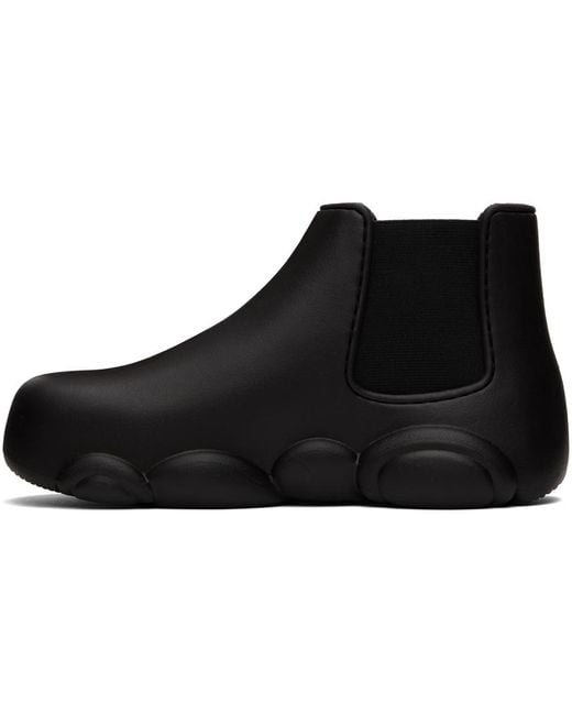 Moschino Black Rubber Logo Ankle Boots