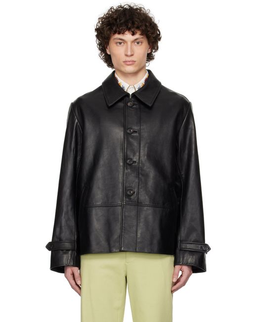 メンズ Bode ブラック Continental クロップド レザージャケット Black