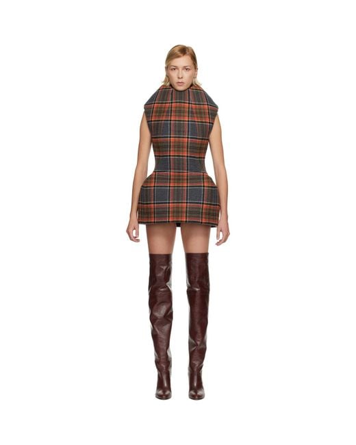 Duran Lantink Black Sculptured Tartan Minidress