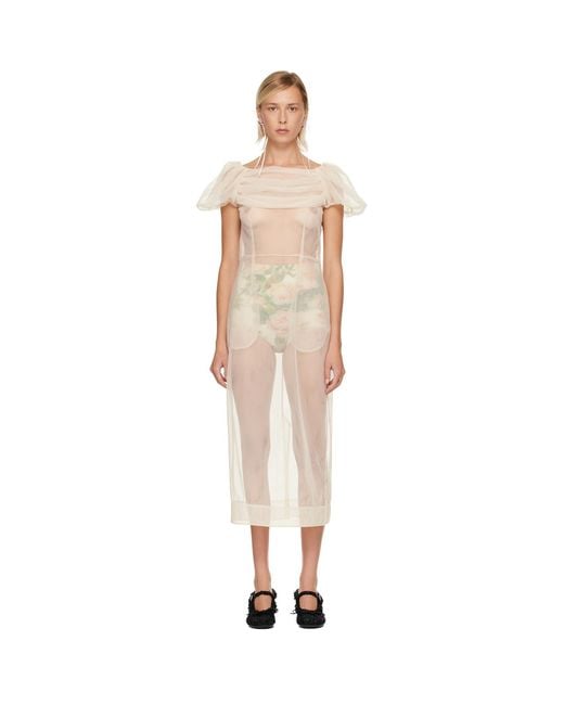 Simone Rocha Black Sheer Sculpted Gathered Bust Midi Dress