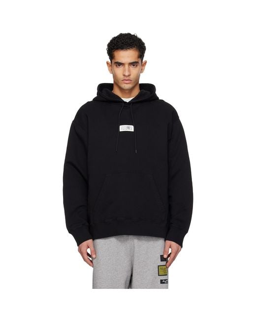 MM6 by Maison Margiela Black Logo Patch Hoodie for men