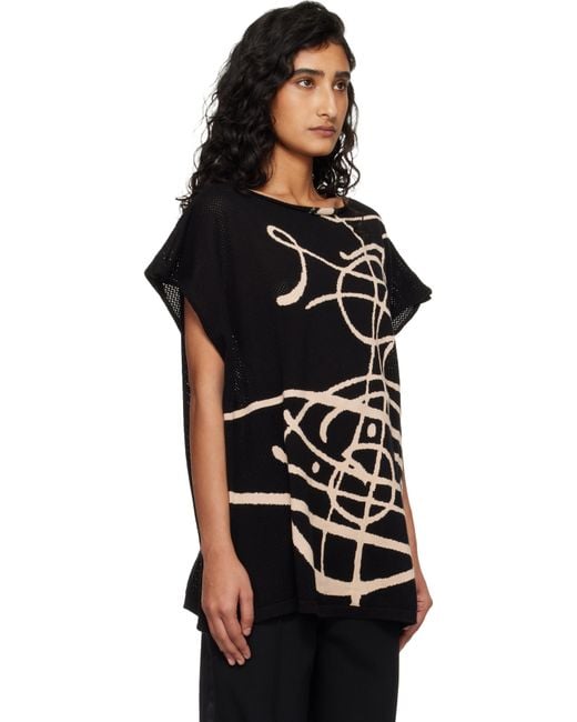 Vivienne Westwood Black Beach Top Graffiti Orb Cover-Up Top