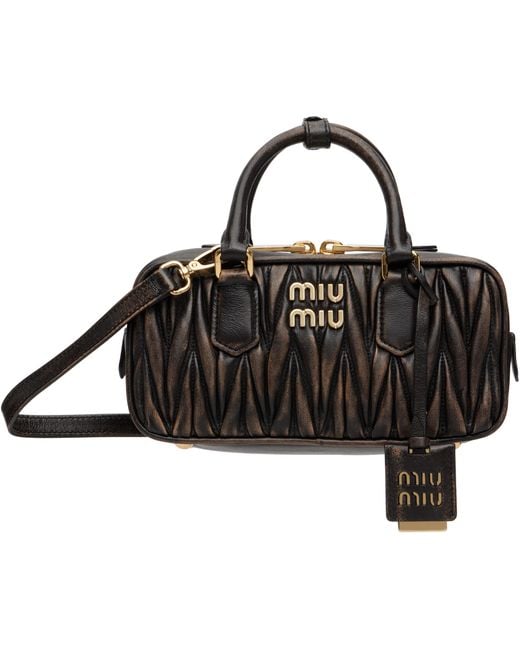 Miu Miu Black Arcadie Matelassé Nappa Leather Bag