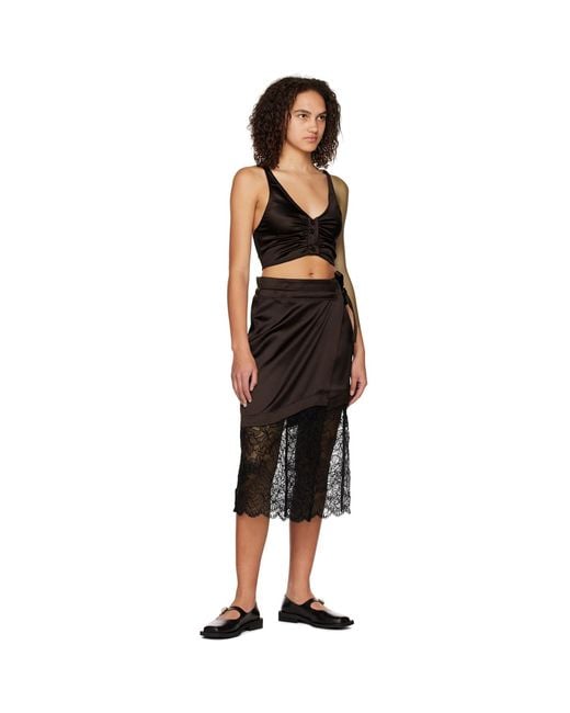 Ganni Black Brown Criss-cross Camisole