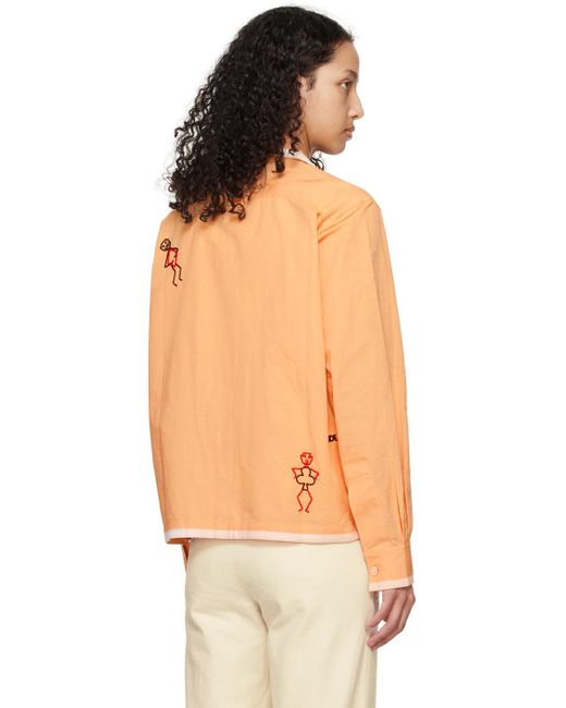 Bode Orange Beaded Jack Shirt