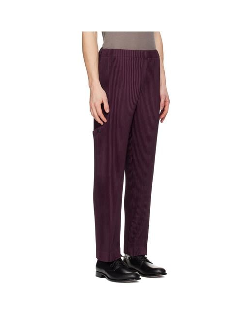 Homme Plissé Issey Miyake Purple Burgundy Quarry Trousers for men
