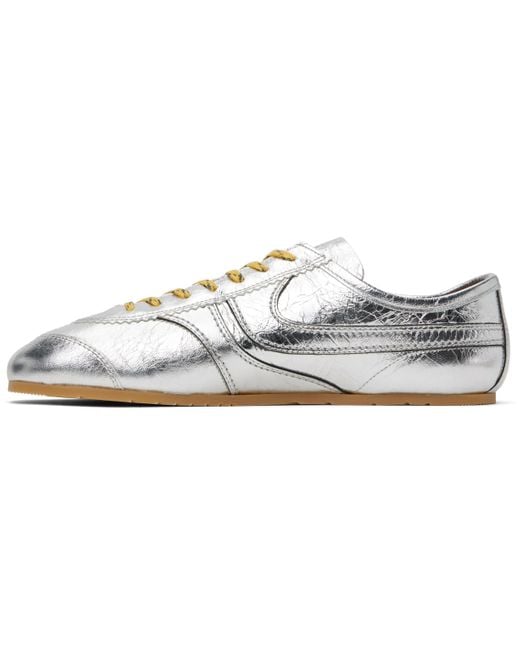 メンズ Dries Van Noten シルバー レザースニーカー Black