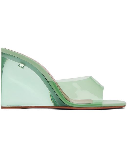 AMINA MUADDI Green Lupita Glass Wedge Heeled Sandals