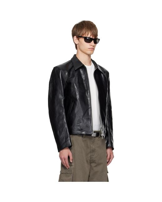 Our Legacy Black Mini Leather Jacket for men