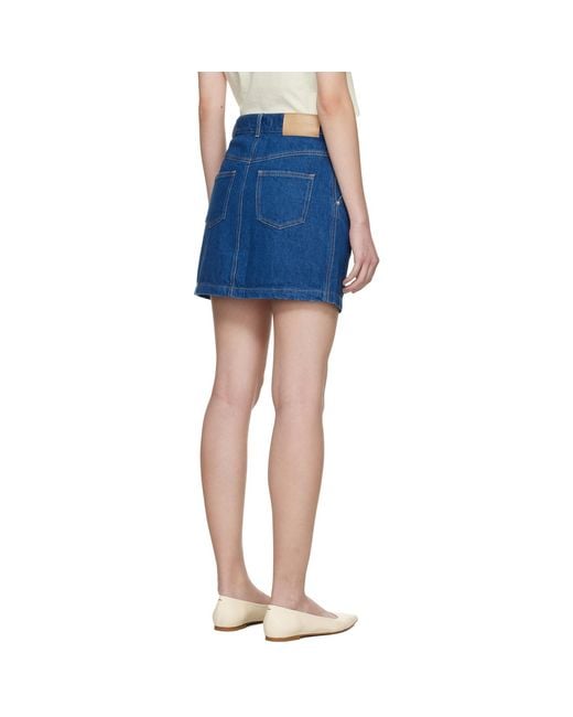 Maison Kitsuné Blue High-Rise Denim Miniskirt