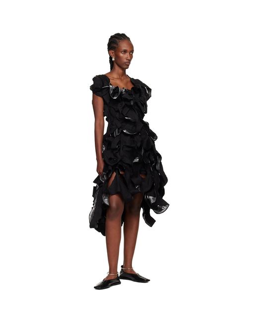 Yohji Yamamoto Black Gunmetal Cut-Out Midi Dress