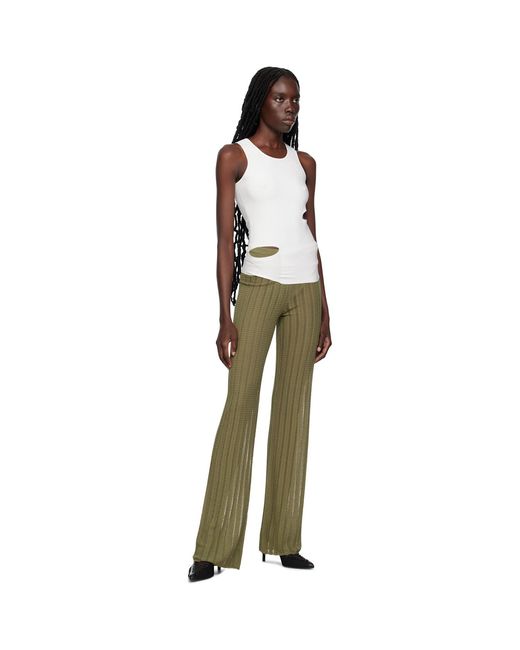 Dion Lee Green Snakeskin Hollowed Out Knitted Casual Pants