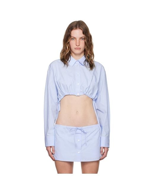 Alexander Wang Blue Cropped Drawstring Shirt
