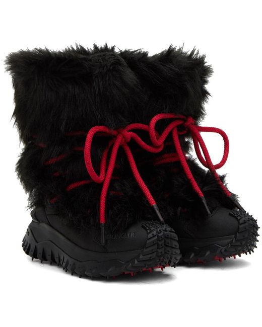 3 MONCLER GRENOBLE Black Trailgrip Apres Faux Fur-trimmed Snow Boots