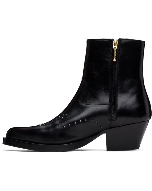 Ernest W. Baker Black Studded Western Boots for men
