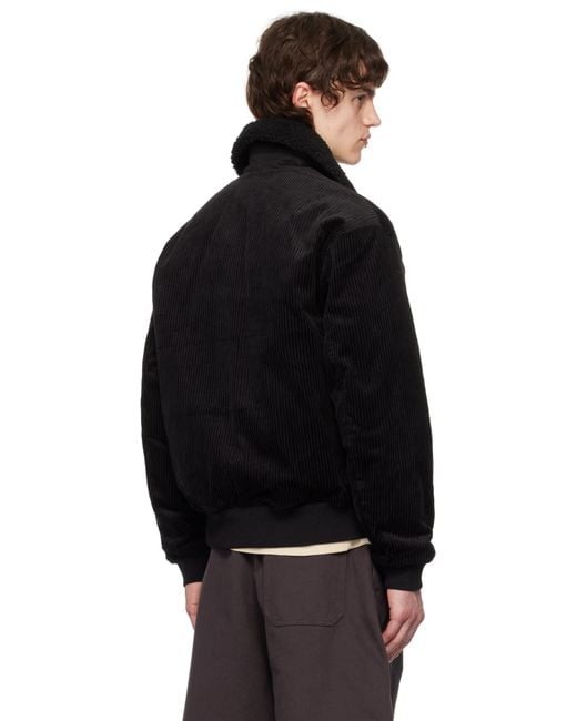 Fred Perry Black Cotton Corduroy Bomber Jacket for men