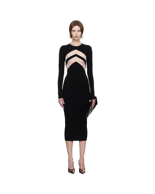 Jean Paul Gaultier Black 'The Chevrons' Midi Dress
