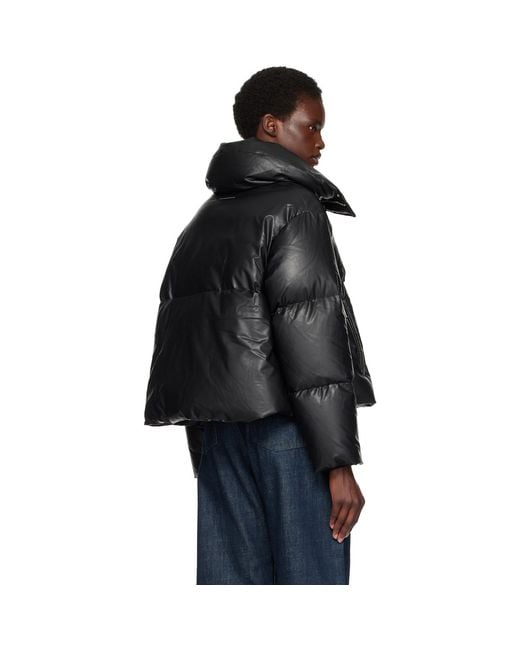 MM6 by Maison Margiela Black Padded Faux-Leather Down Jacket