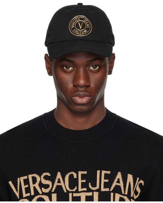 Versace Black V-Emblem Baseball Cap for men