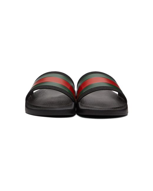 gucci striped rubber slides
