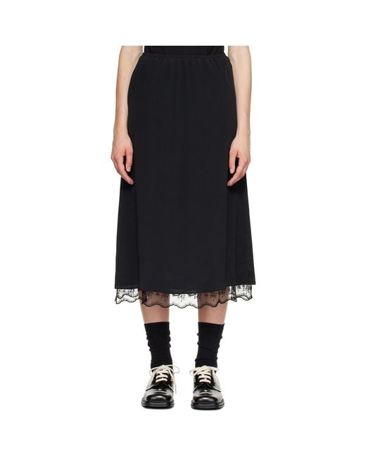 Simone Rocha Black Lace Trim Negligee Midi Skirt