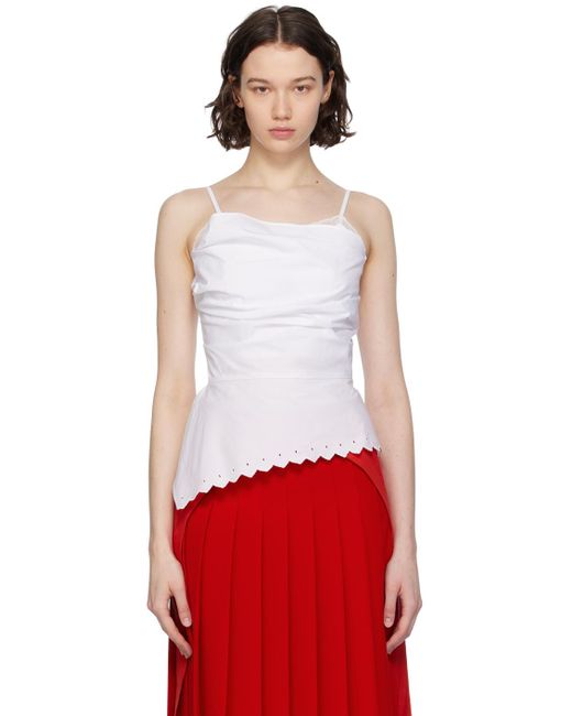 Camisole drapée blanche Pushbutton en coloris Red