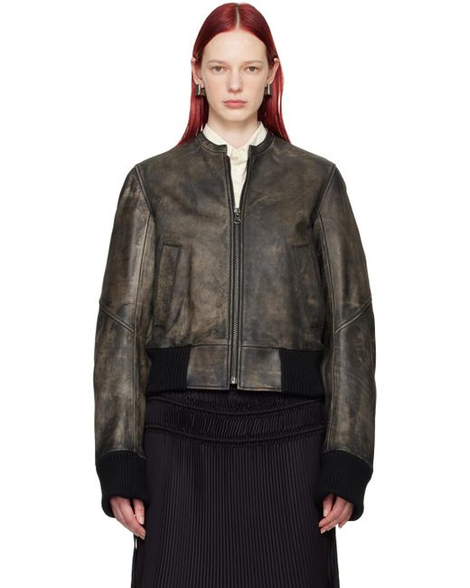 MM6 by Maison Martin Margiela Black Faded Leather Jacket