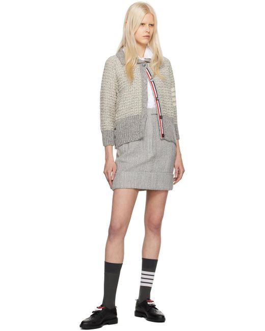 Thom Browne Black Gray Frayed Miniskirt