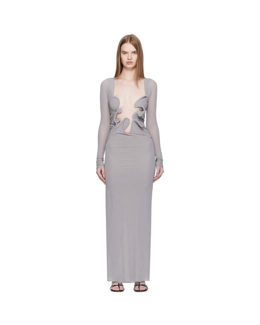 Christopher Esber Gray Moulded Venus Shawl Maxi Dress