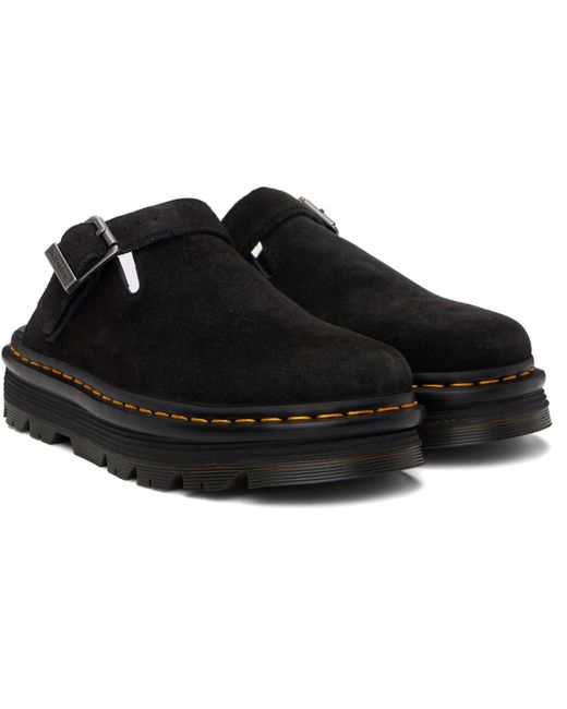 Dr. Martens Black Zebzag Suede Casual Slingback Platform Slip-On Loafers for men