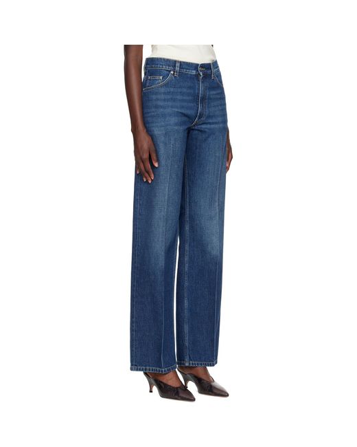 Stella McCartney Blue Crest-Embroidered Straight Jeans