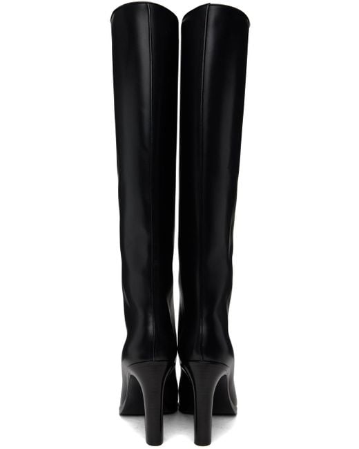 The Row Black Wide Shaft Leather Knee-high Boots