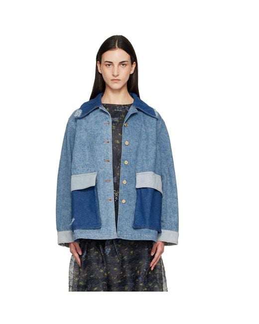 Ganni Blue Patchwork Denim Jacket