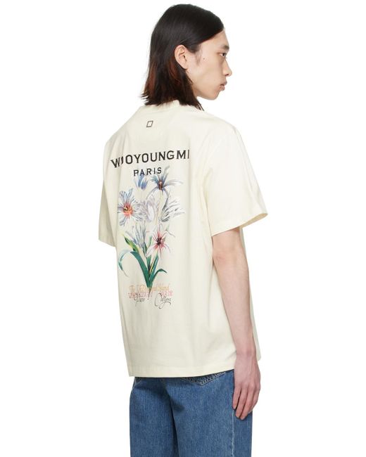 T-shirt blanc cassé à image à logo Wooyoungmi pour homme en coloris White