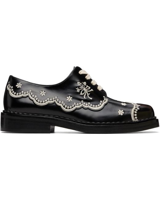 Simone Rocha Black Floral Lace Brogue Derbys