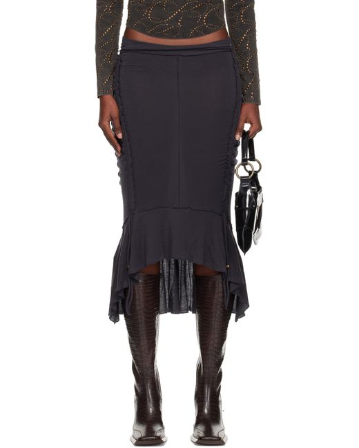 KNWLS Black Mg-Petrol Midi Skirt