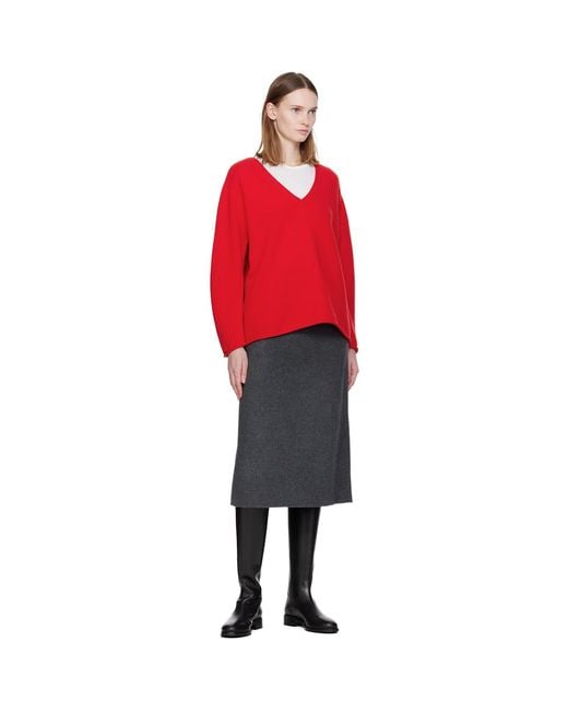 NOTHING WRITTEN Red Cerin Deep V-Neck Sweater