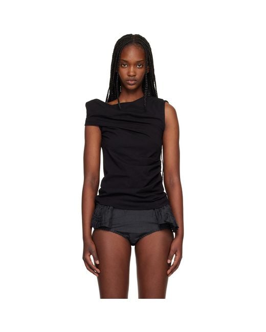 Dries Van Noten Black Draped Tank Top
