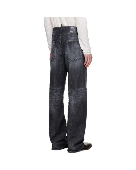 DSquared² Black Loose Twisted Jeans for men